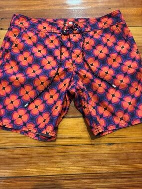 Mr. Turk Mens Lined Swim Trunks, geometric pattern, size 30